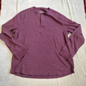 Men's Sonoma Lifestyle Burgundy Long Sleeve Thermal Henley Size 2XL